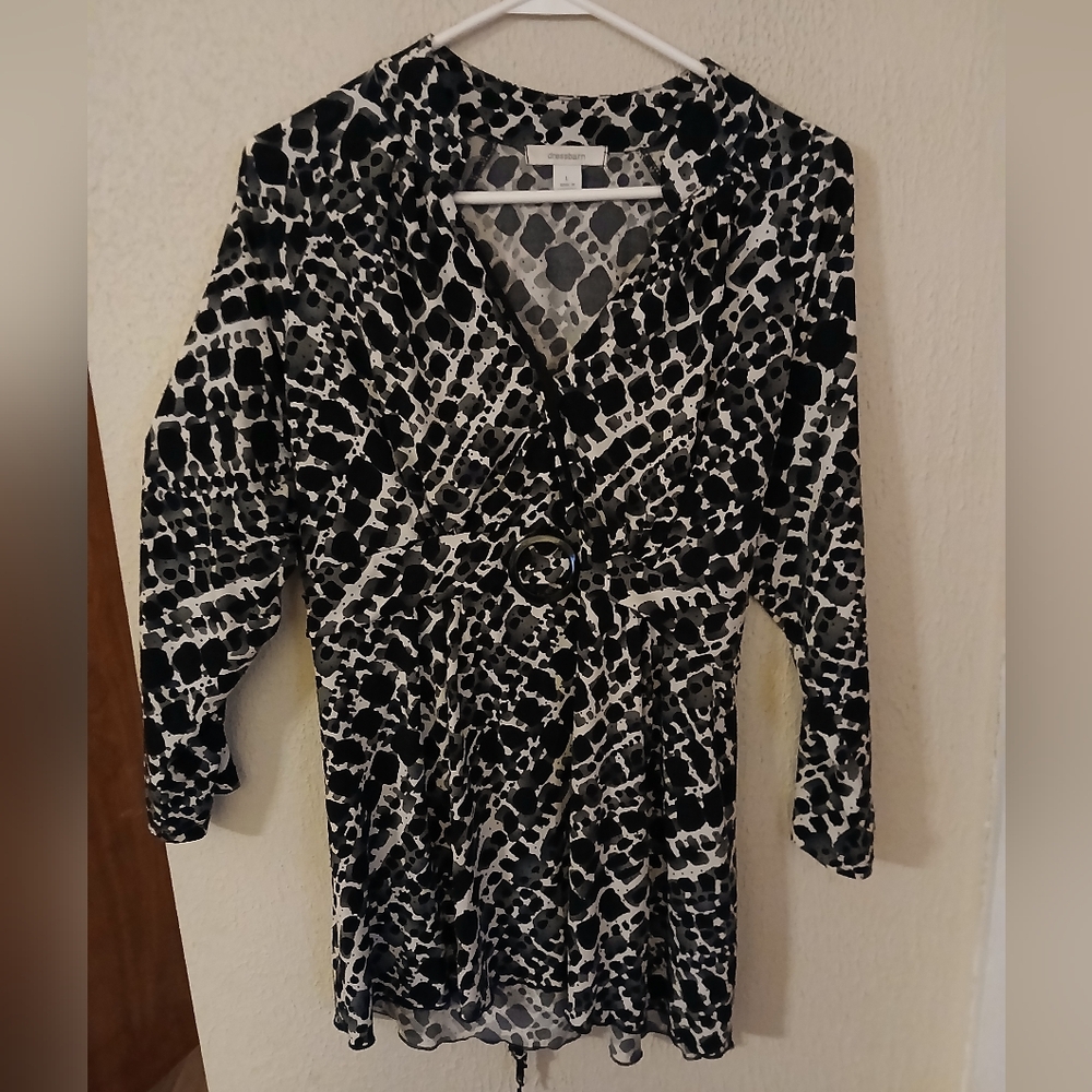 Dressbarn Monochrome Spotted Dress